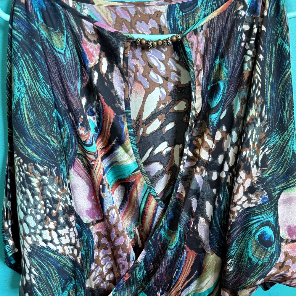 Cache Blue Green Dolman Midi Dress